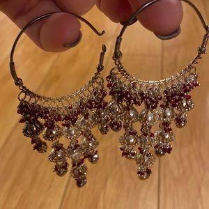 Hindi style looped hanging with chimes earrings